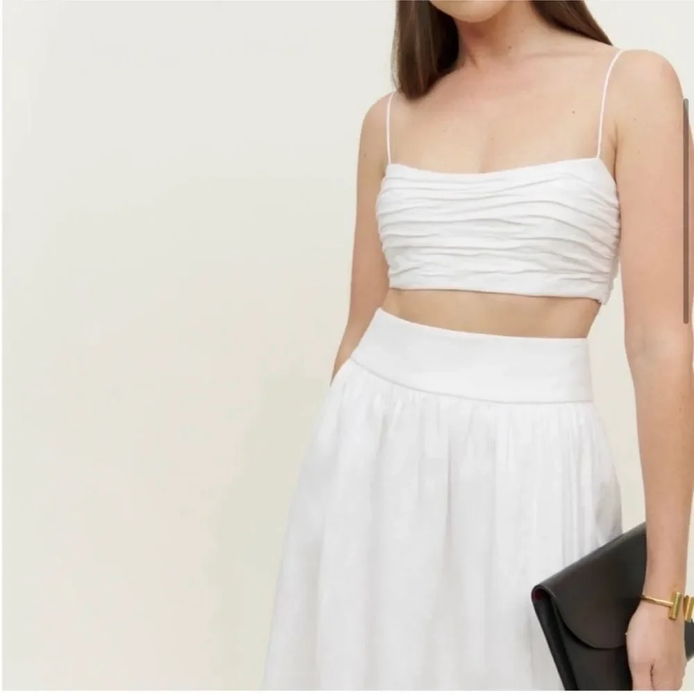 Reformation Louise Linen Two Piece Set white size 12 NWT